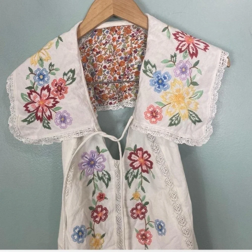 Free People Willow Embroidered Mini Dress Floral White size XS NWT - Picture 3 of 5